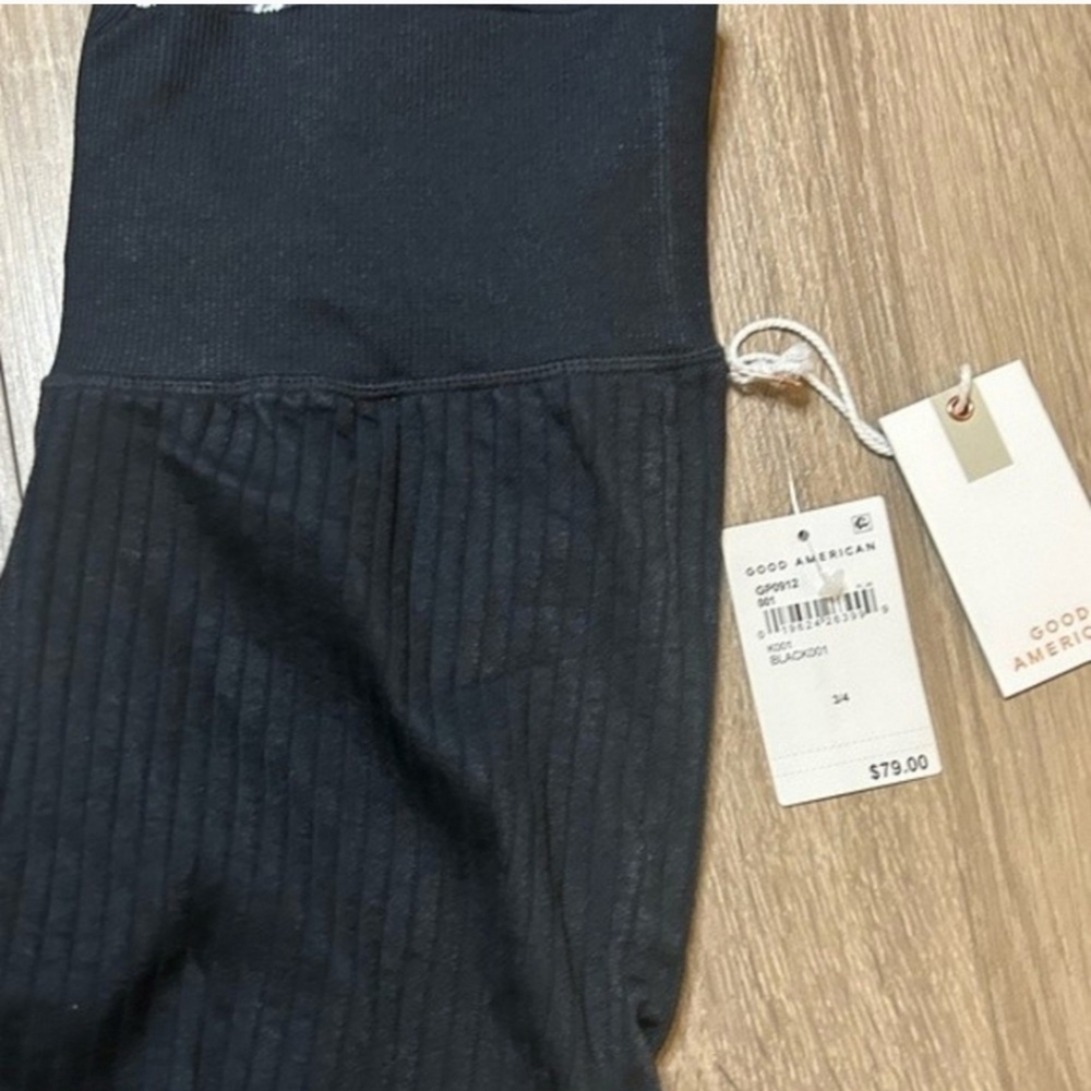 Good American Black Wide Ribbed Seamless Leggings Large / XL